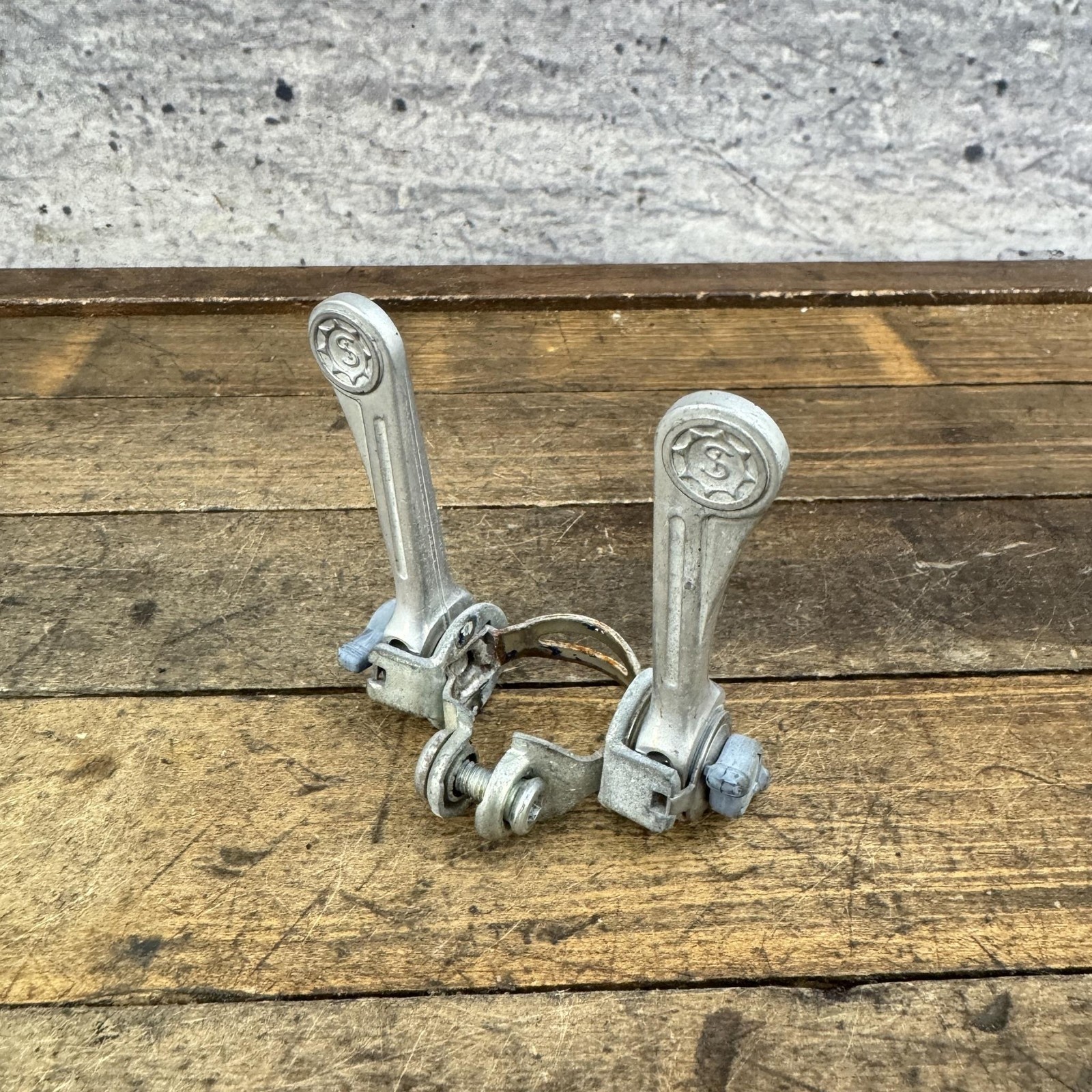 Vintage Simplex Shifter Set Down Tube 28.6 Clamp Silver Road Bike Touring Eroica