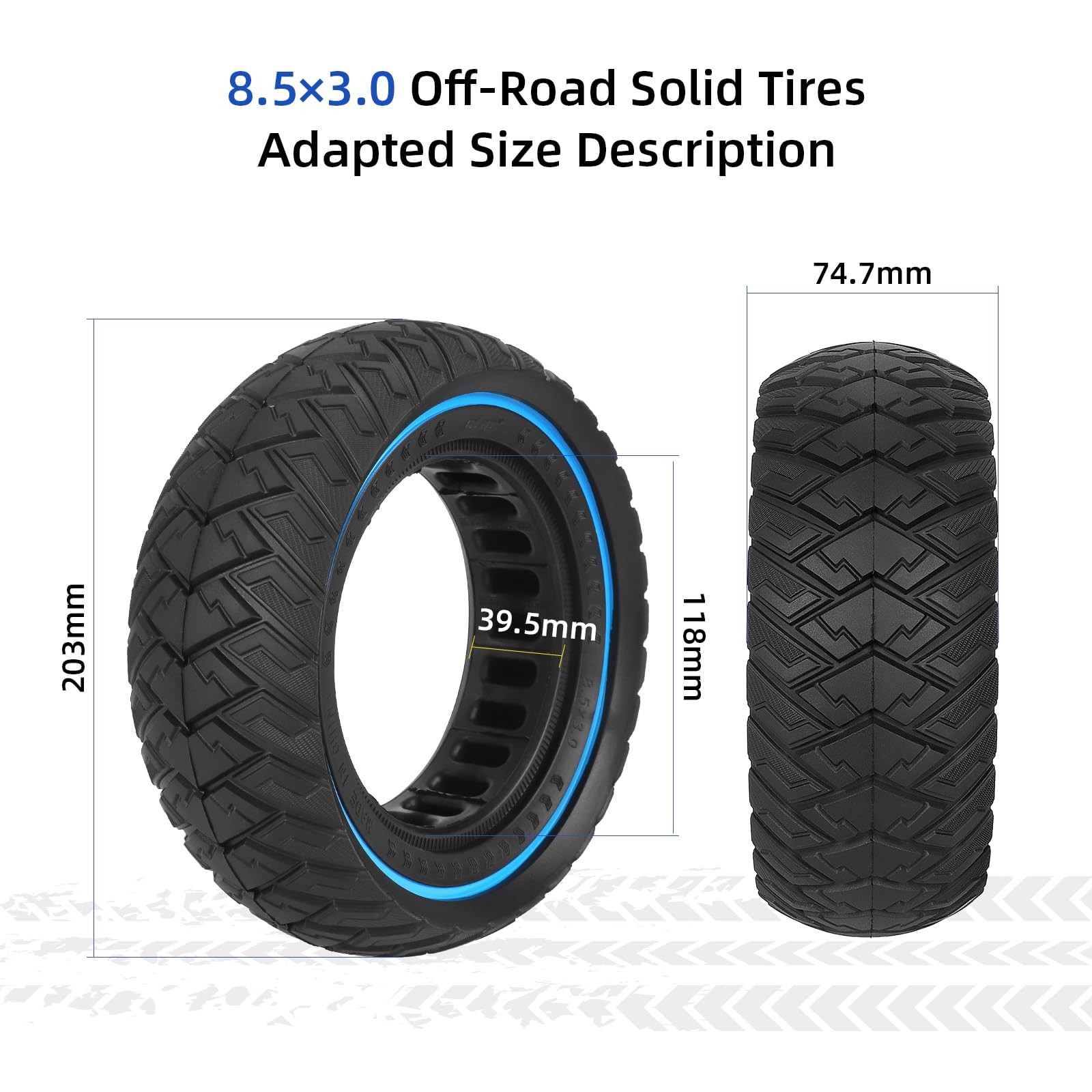 8.5×3 Solid Scooter Tire Front and Rear Wheels for Zero 8 Zero 9 VSETT 8 VSET…