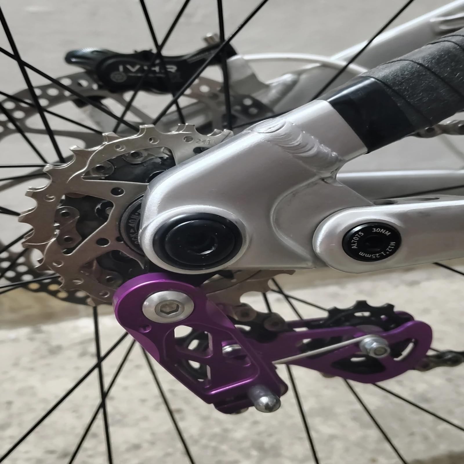 Single Speed Chain Tensioner, CNC Aluminum Double Spring One Size, Silver