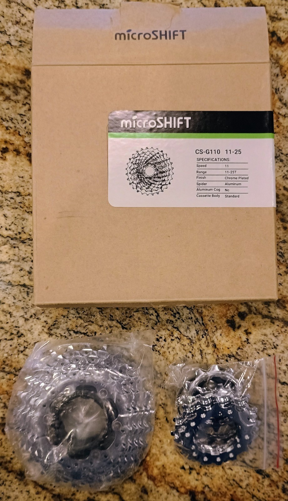 microSHIFT cassette 11 speed 11-25T CS-G110 aluminum spider chrome Shimano NIB