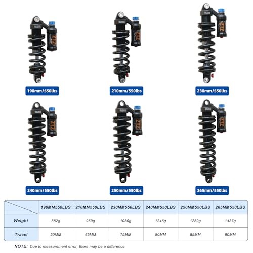 Adjustable Air Spring Coil Over Shock Absorber for Mountain Bikes, 230mm,