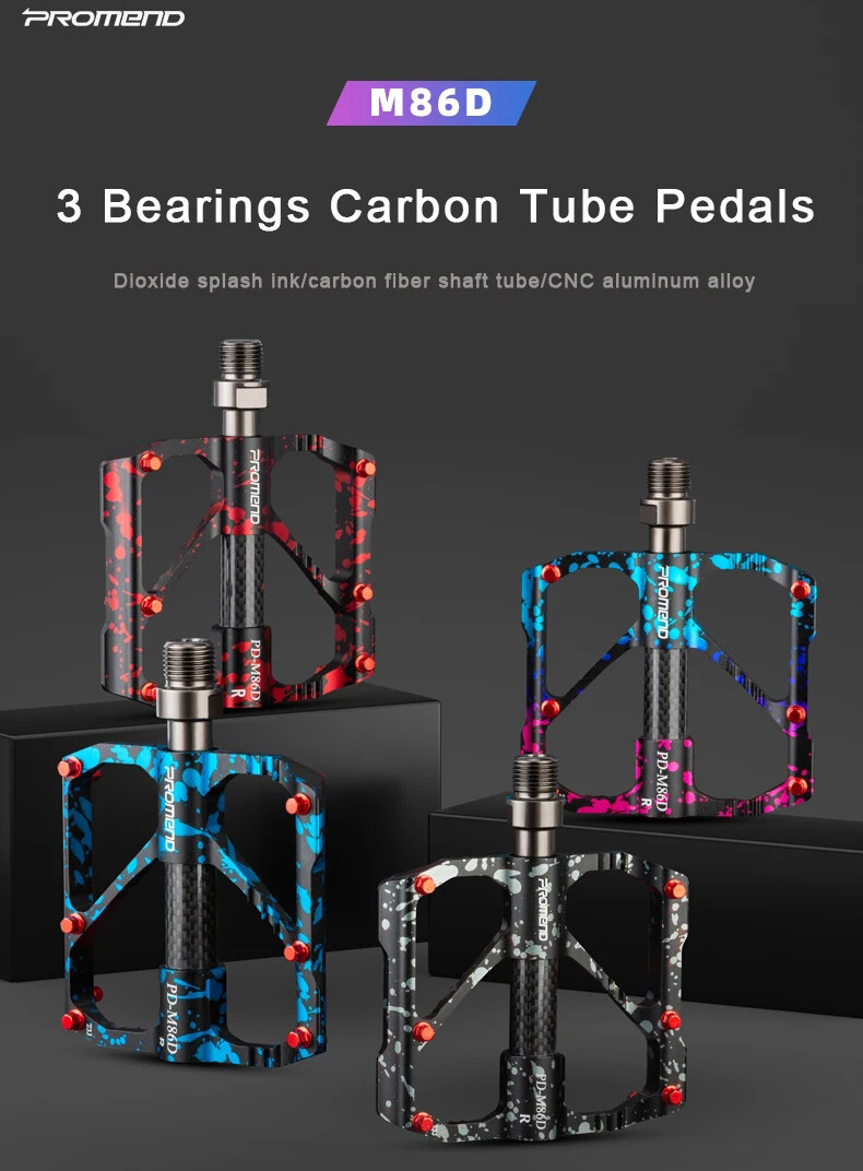 PROMEND MTB Pedals Ultralight 3 Bearings Colorful Carbon Fiber Road Bike Pedals