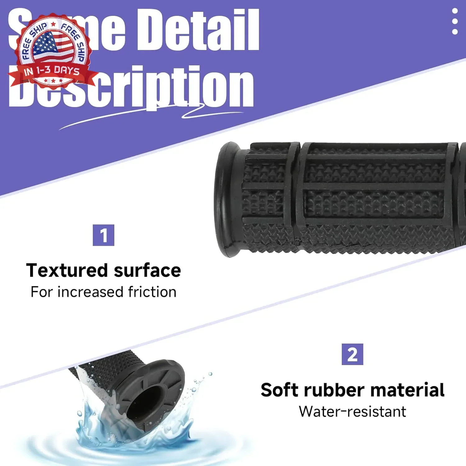 7/8 Handlebar Grips Rubber ATV Handle Grips Replacement for Rancher 350 420 Four