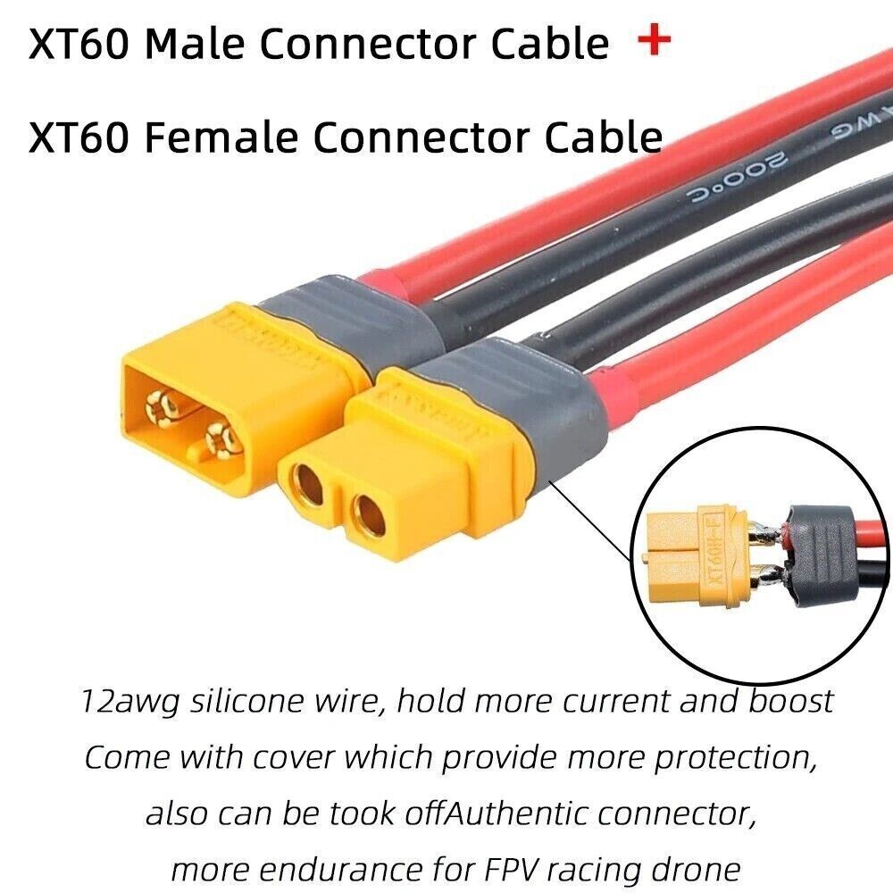 XT60 Plug Connector Female with 10AWG Silicon Wire for Ebike RC Lipo Battery