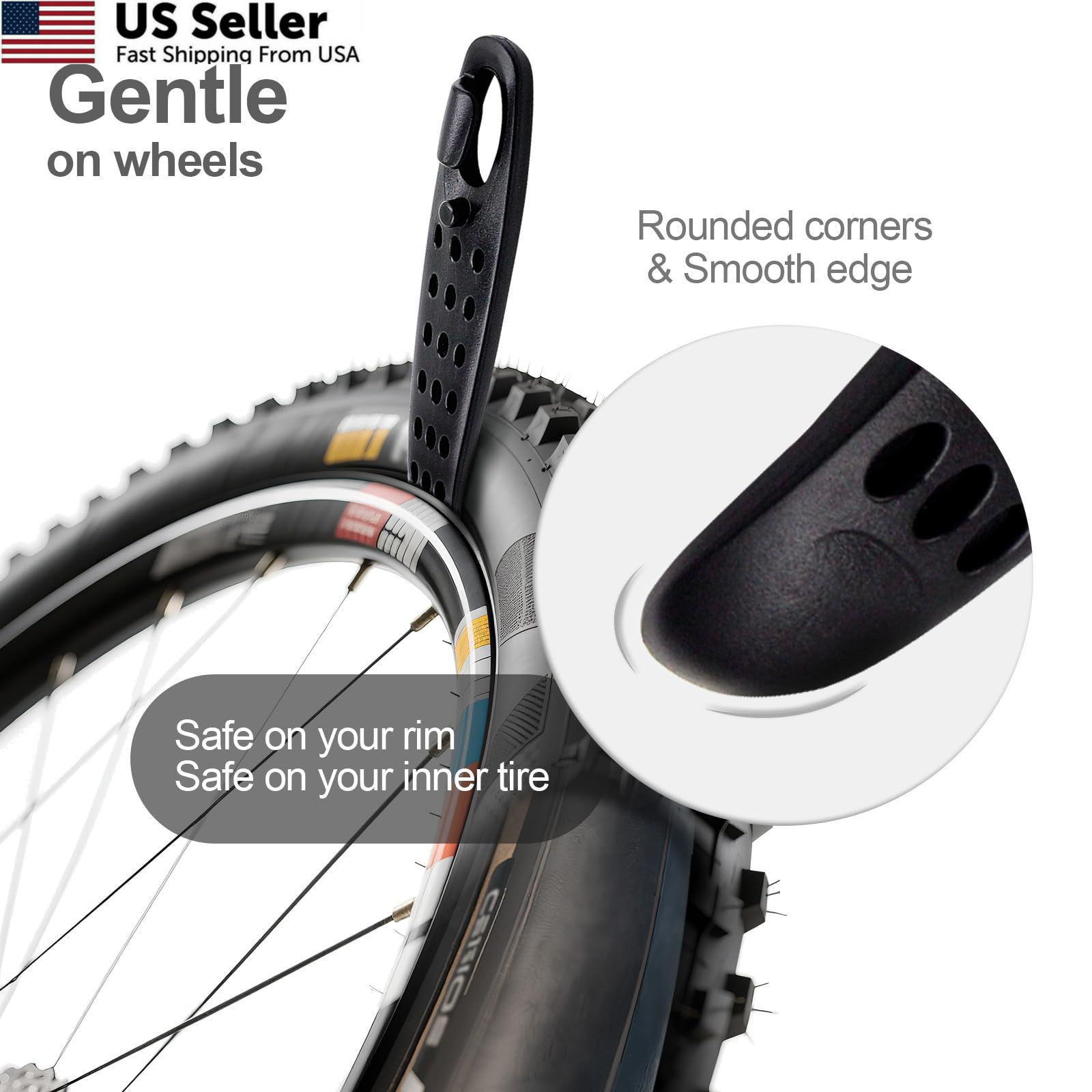 Prutomr Ultra Strong Bicycle Tyre Levers, 2 Sets Compact Compact, Black+Red
