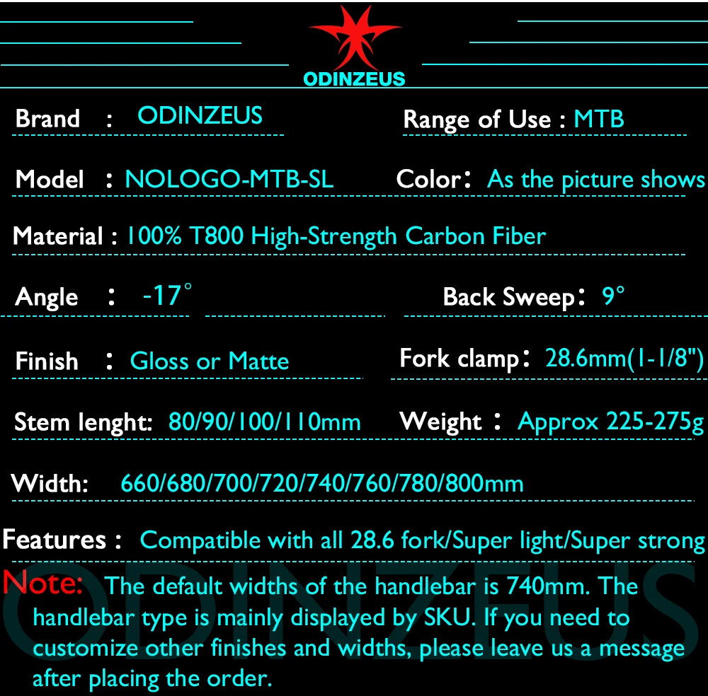 Carbon Fiber MTB Bike Integrated Handlebar with Stem Riser 17 Degree Bike Parts