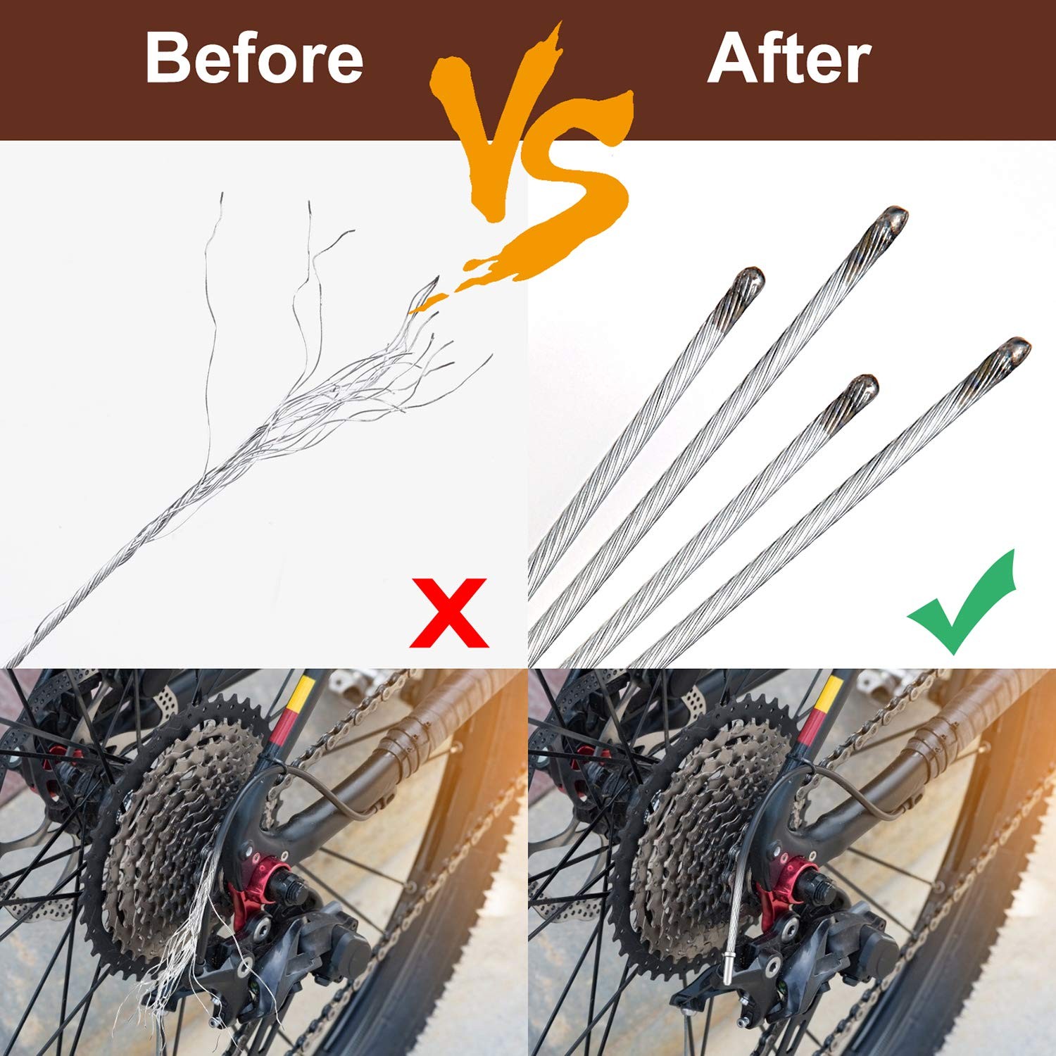 4PCS Premium Bike Brake Cable Set,Universal as the picture shows, Silver