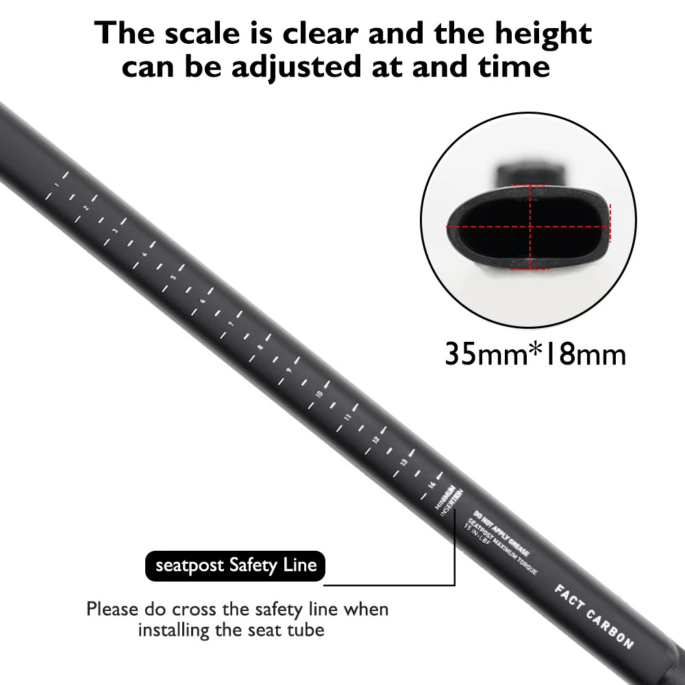 D-Shaped Matte Carbon Fiber Bicycle Seatpost 0mm Offset 300mm 380mm Length