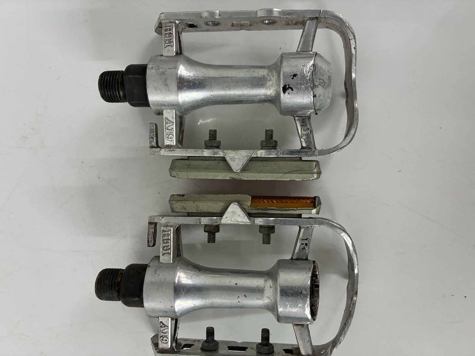 Vintage HTI Road Pedals 9/16 in Aluminum Silver A19 1980s Bike