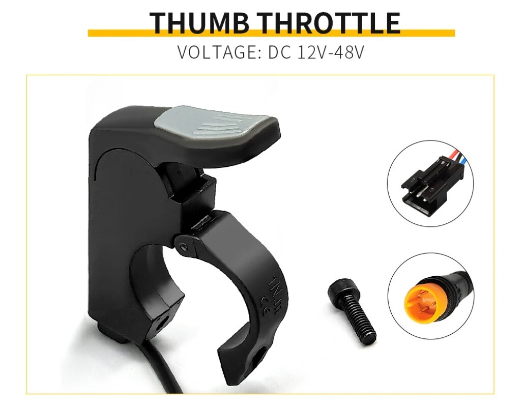 Ebike Thumb Throttle Quick Disassembly Left/Right Hand Finger Throttle 24/36/48V