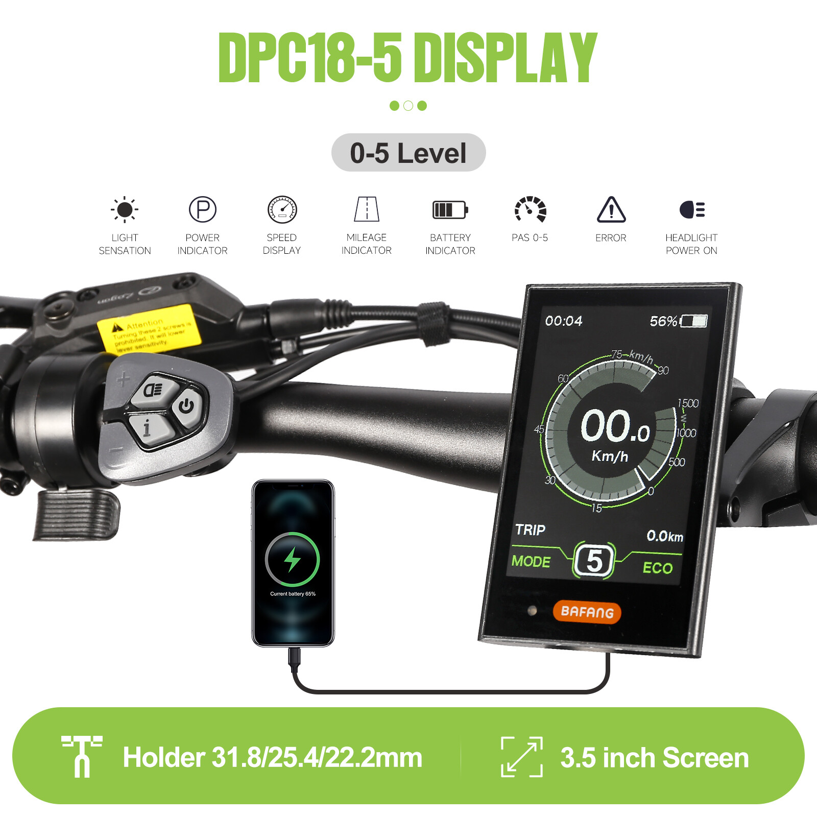 BAFANG UART LCD 500C DZ40 EKD01 DPC18 DM03 Display For Ebike BBS/HD Mid Motor