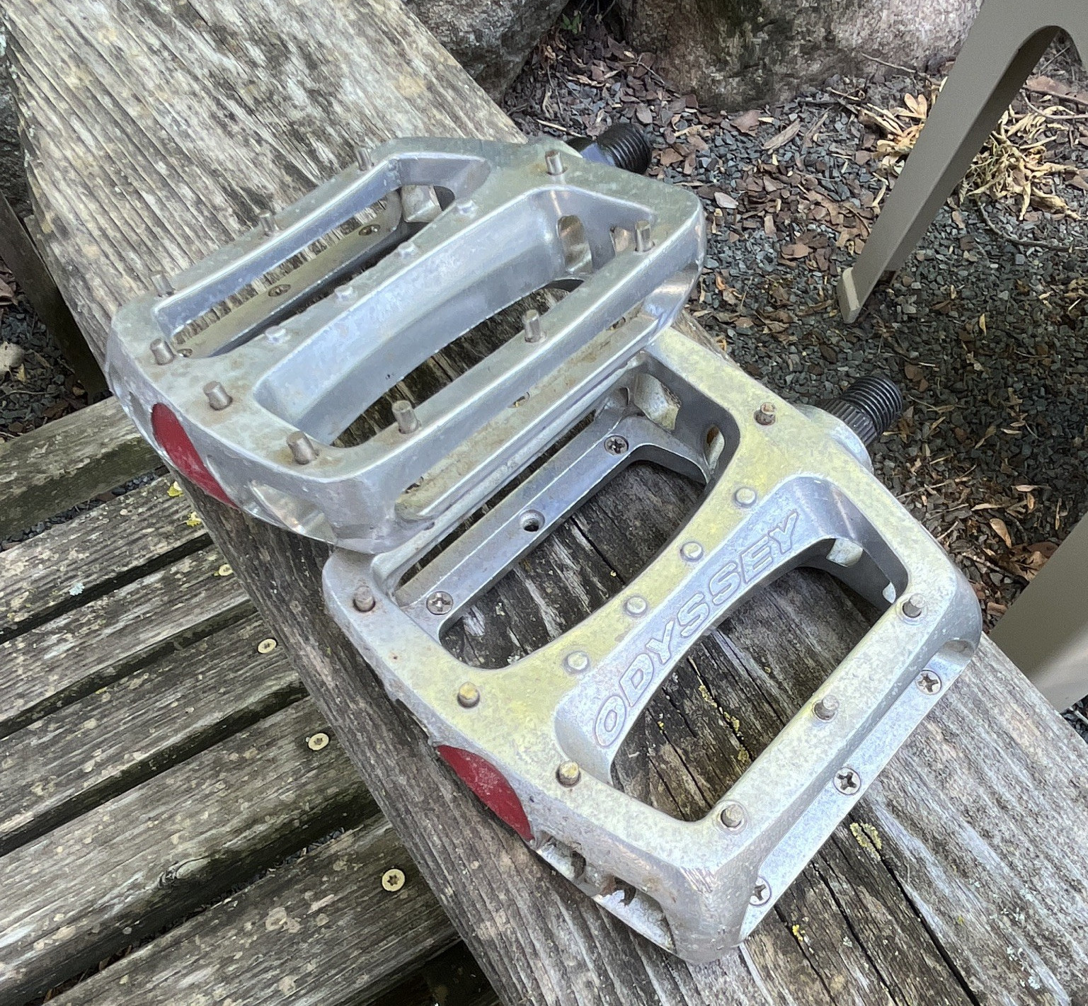 Odyssey BMX Flat/Platform Pedals Pair 1/2 in Axle Aluminum Silver