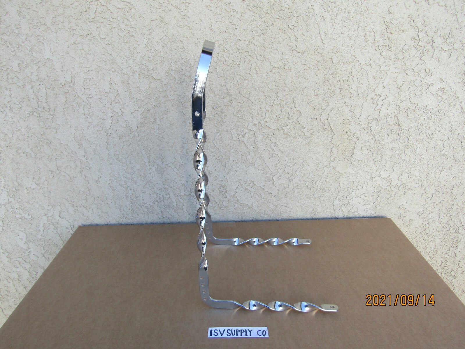 CHROME BICYCLE FLAT TWISTED BENT SISSY BAR FOR LOWRIDER, CRUISER TRICYCLES,