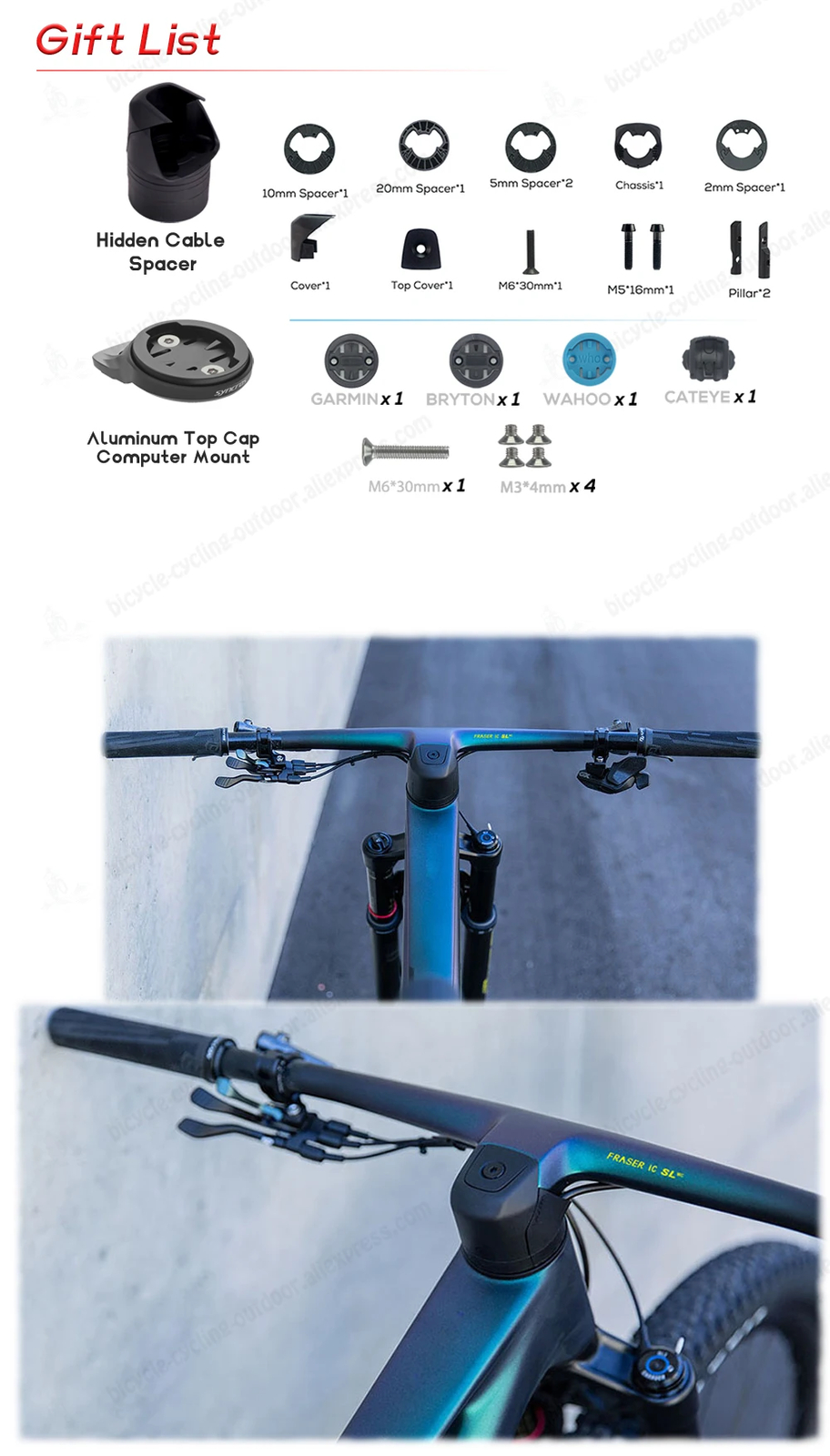 Carbon Mountain Bike Handlebars -20° with Stem FRASER IC SL WC 70-100mm*780mm