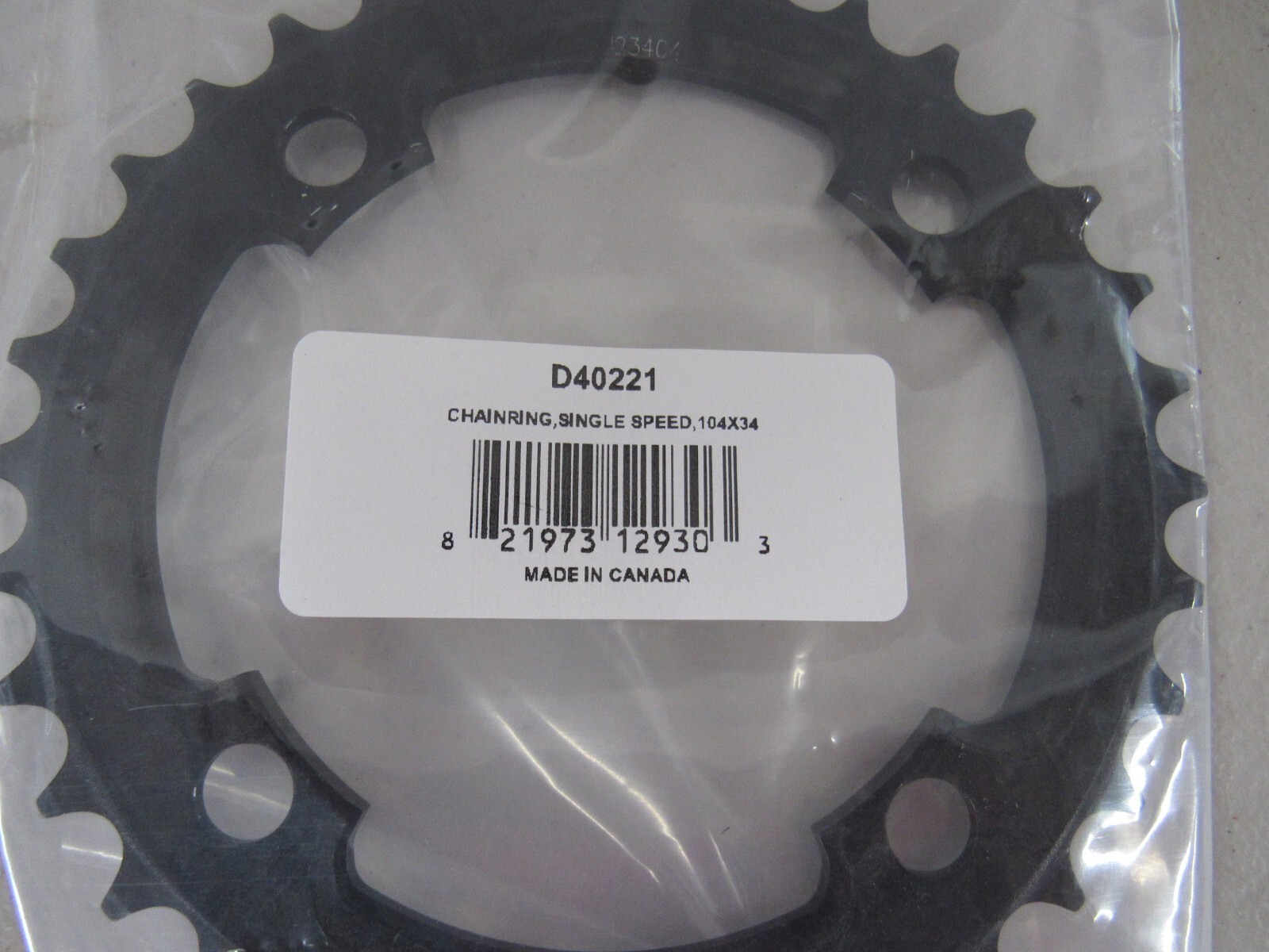 Race Face Single Speed Chainring 104 BCD x 34 Tooth 4 Bolt Made in Canada