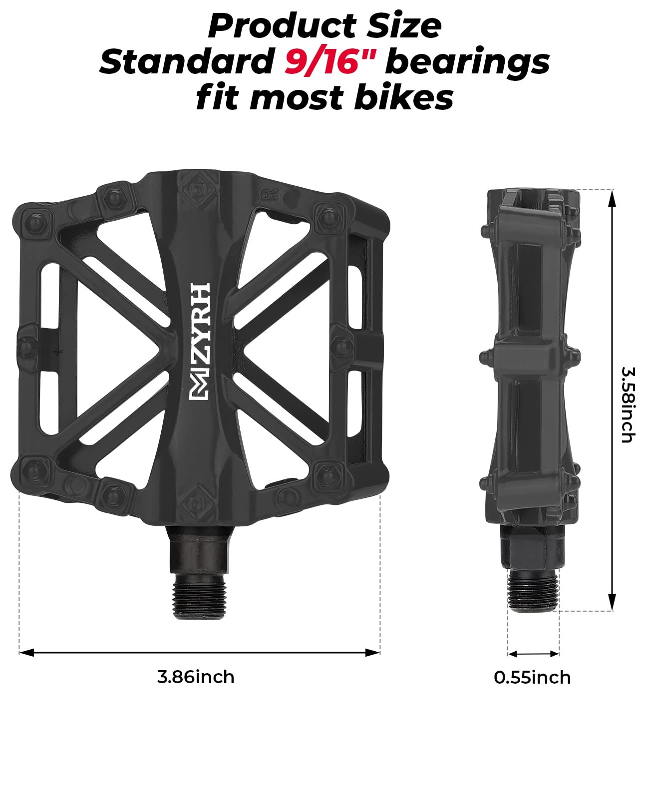 Mountain Bike Pedals MTB Bicycle Flat Pedals, 9/16» CNC Aluminum Durable Sea…