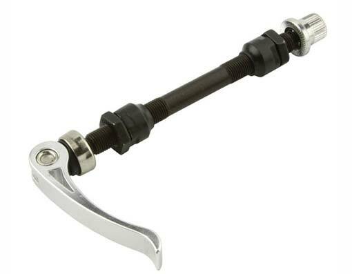ABSOLUTE 110MM LONG QUICK RELEASE AXLE 3/8 W/ SKEWER FOR FRONT WHEEL IN SILVER.