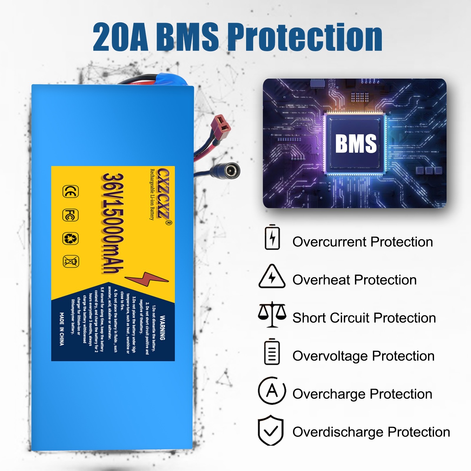 36V 15Ah Lithium ebike Battery for 200W-500W ebike Bicycle Electric Scooter 20A