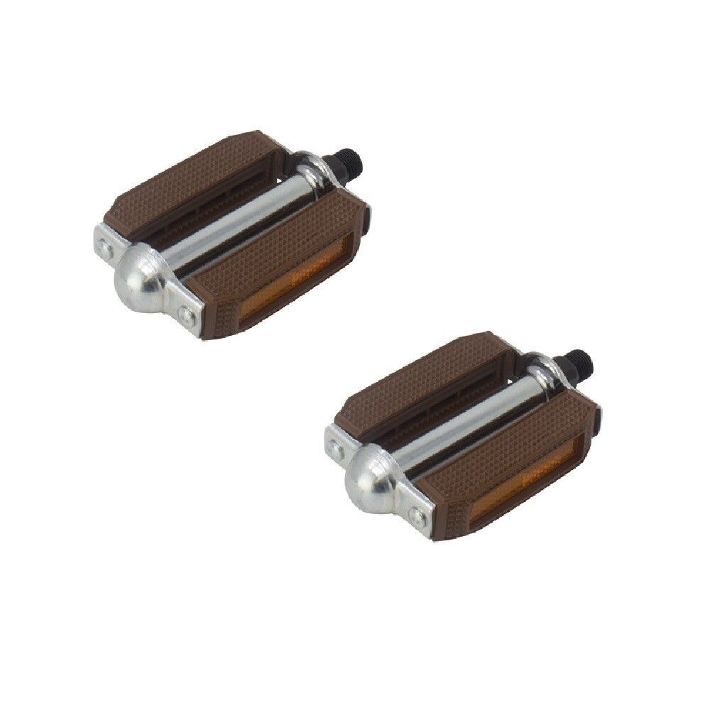 CLASSIC BIKE PEDALS CRUISER LOWRIDER CHOPPER, 9/16″ BROWN/CHROME