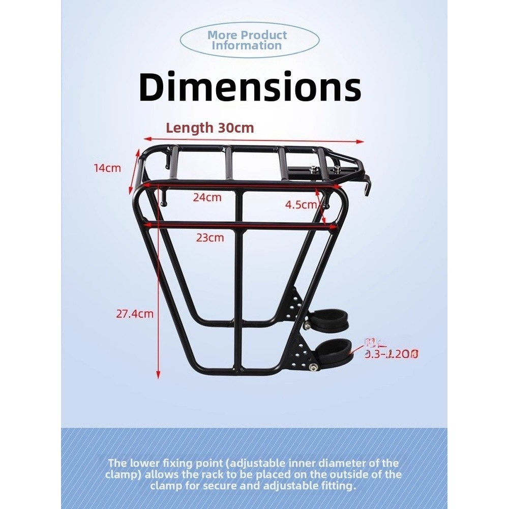Front Pannier Rack for MTB Aluminum Construction Shock Absorber Fork Ready