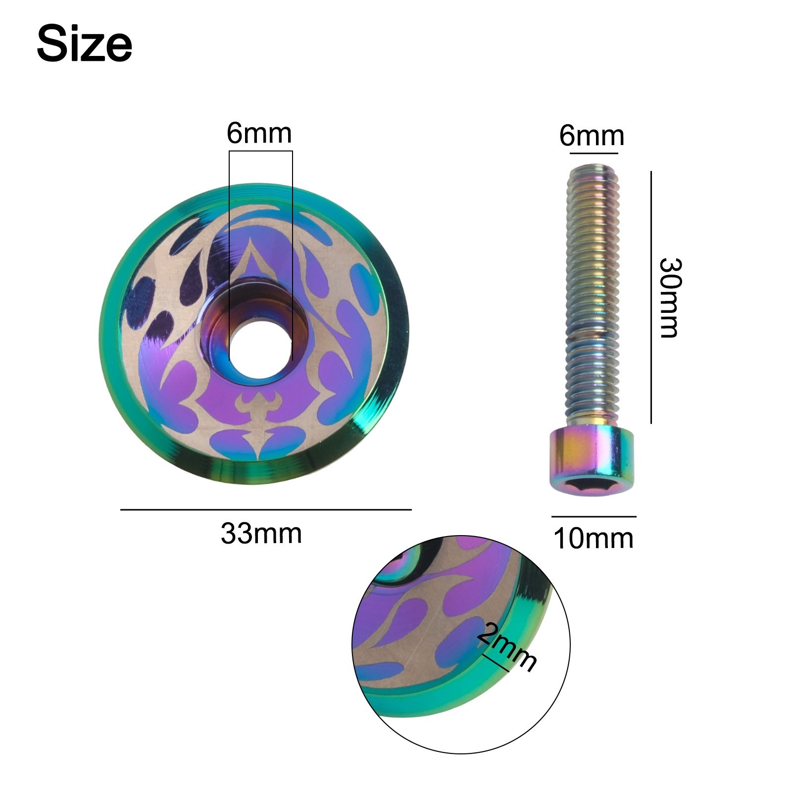 Lightweight Multicolor Oil Slick Headset Stem Cap Replacement Top Cover