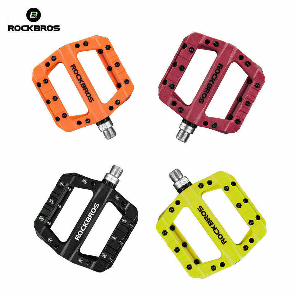 ROCKBROS MTB Road Bike Nylon Pedals Lightweight Widen 9/16″ DU Bearing Pedals