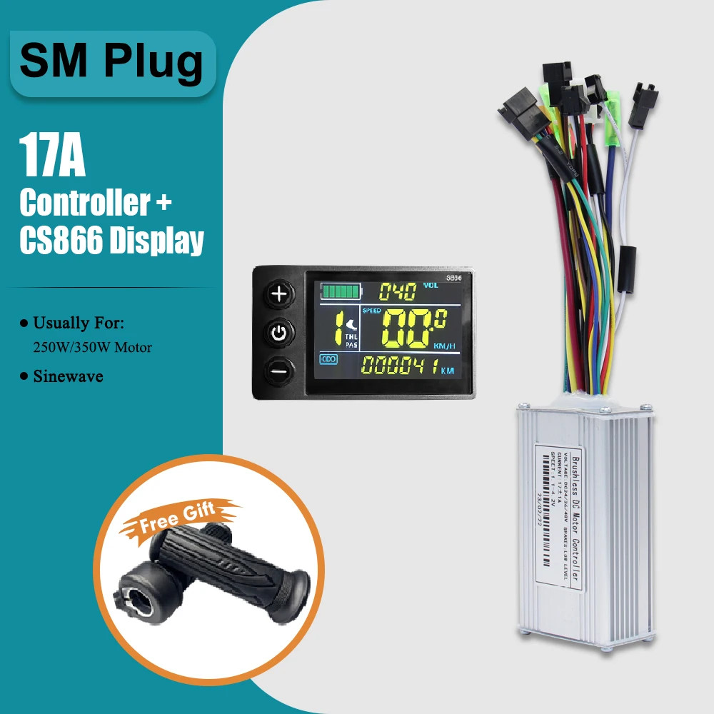 E-Bicycle 36V 48V 26A 30A Three-Mode Sine Wave Controller S866 LCD Display Motor