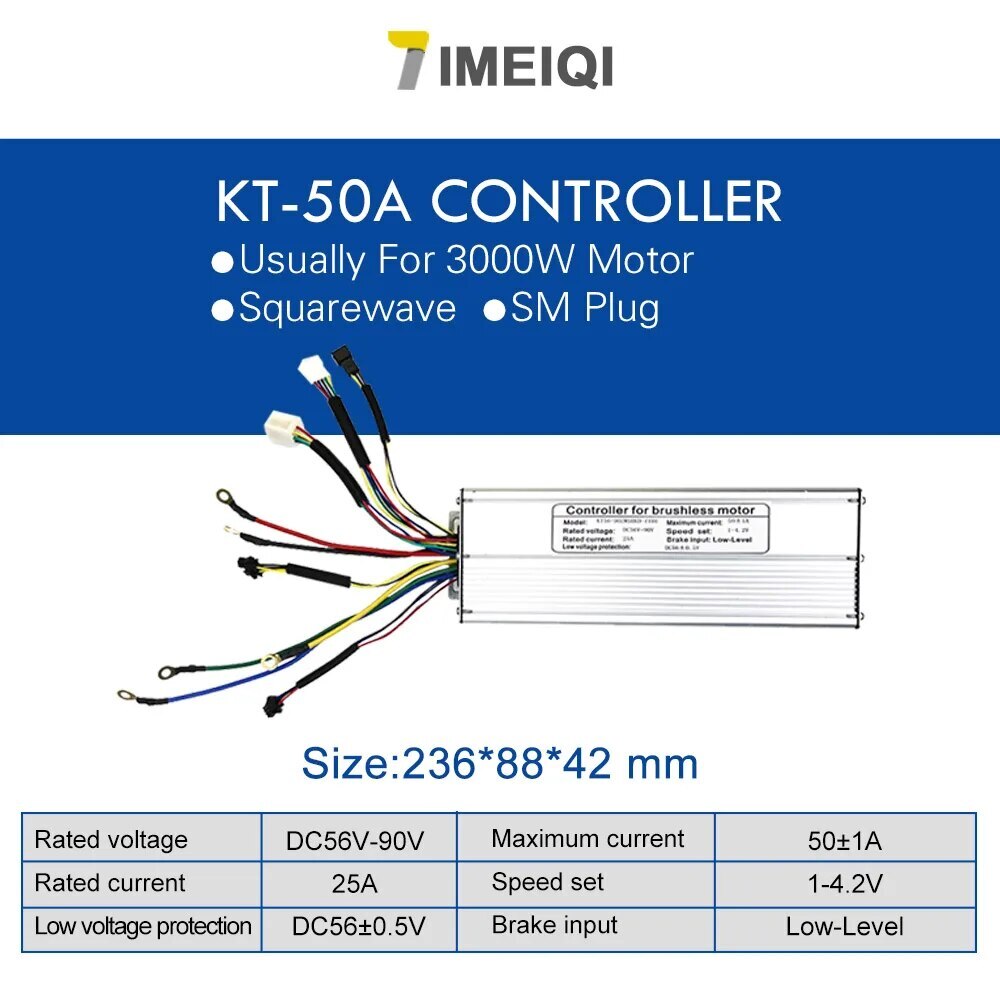 E-bike Brushless Controller SM Connector Squarewave 24V 36V 48V 250W-1500W