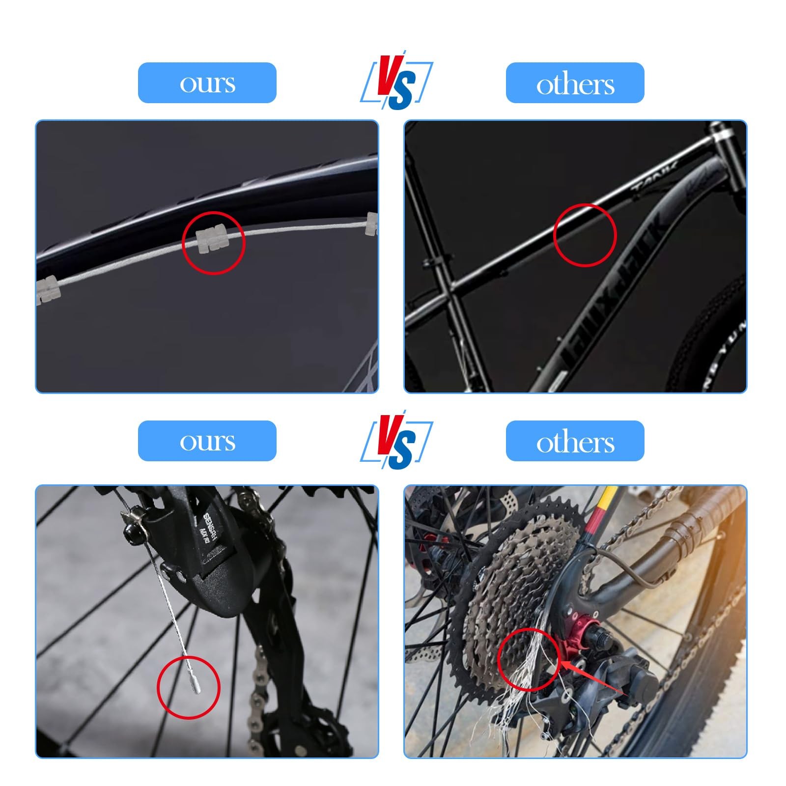 4pc Universal Bike Brake Cables 2M Stainless Steel MTB Road Cycling
