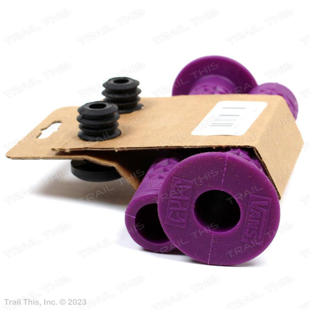 Cult X Vans Flanged – Purple – BMX Bike Grips w/ End Plugs Waffle Pattern 150mm