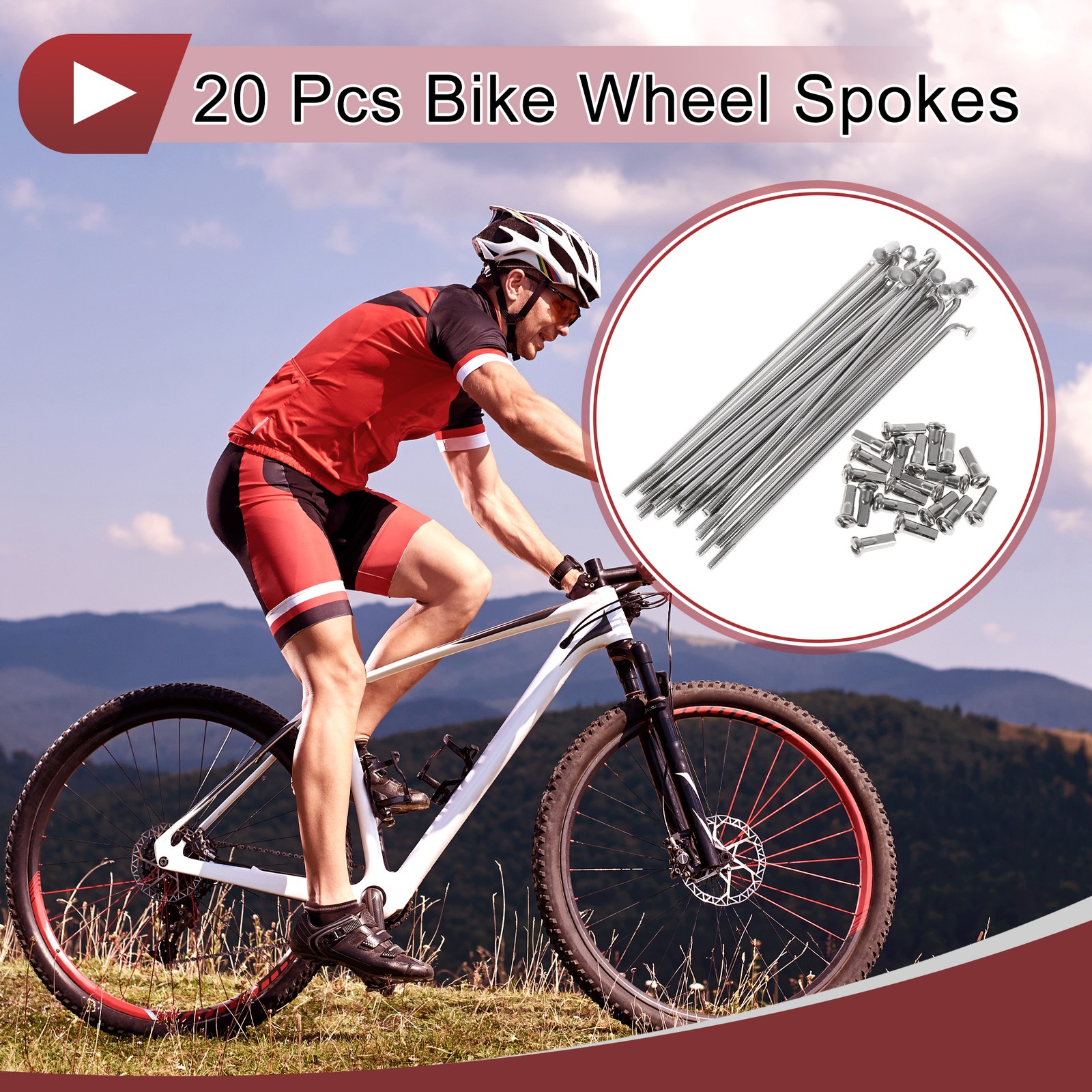 20 Set 13G Bicycle Spokes 89mm Bike Wheel Spokes 304 Stainless Steel Silver Tone