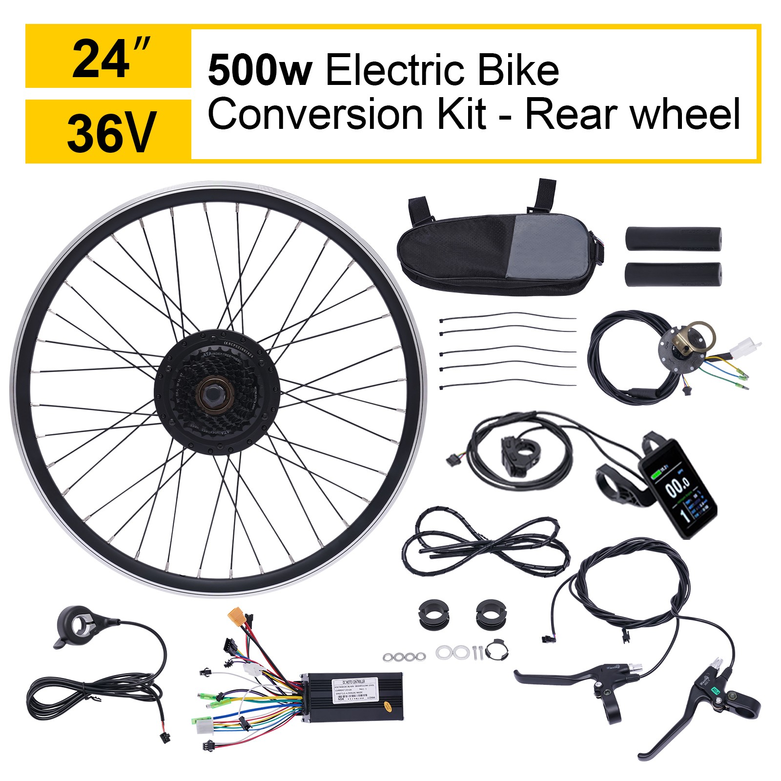 24 inch E-Bike Conversion Kit 36V 500W Electric Bicycle Rear Wheel Motor Hub Set