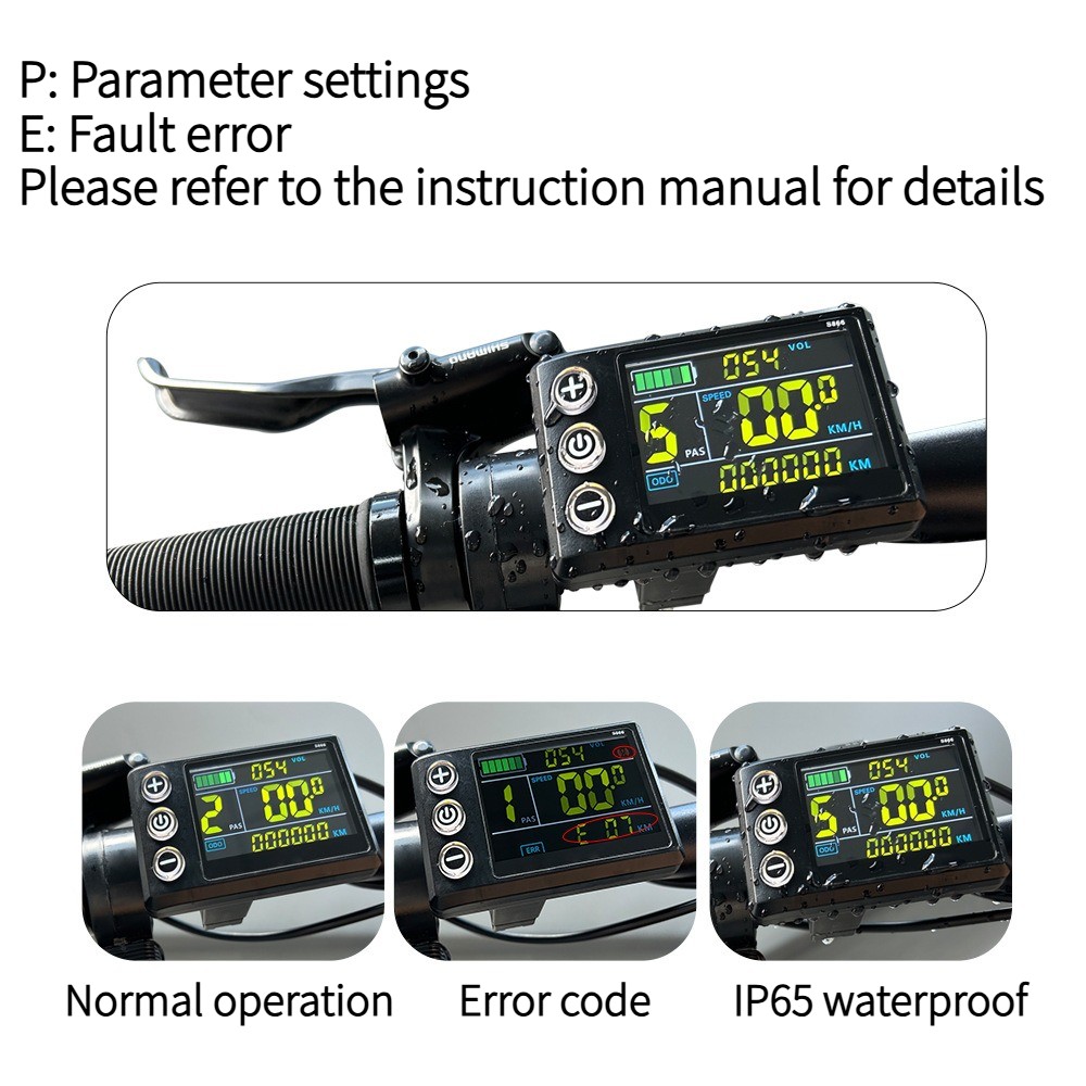 S866 E-Bike Color LCD Display 24V-48V SM/Waterproof Plug Essential Bicycle Part.