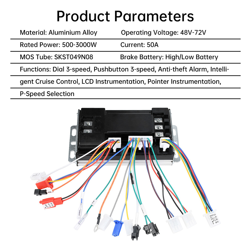 48V60V72V 50A Sine Wave Electric Vehicle Controller Brushless Motor Driver 3000W