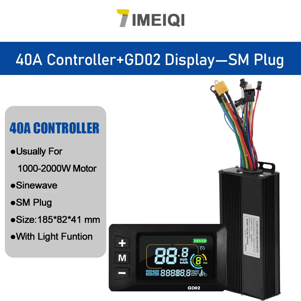 E-bike Sine Wave Controller 36V 48V 52V 40A Three-Mode with LCD Color Display