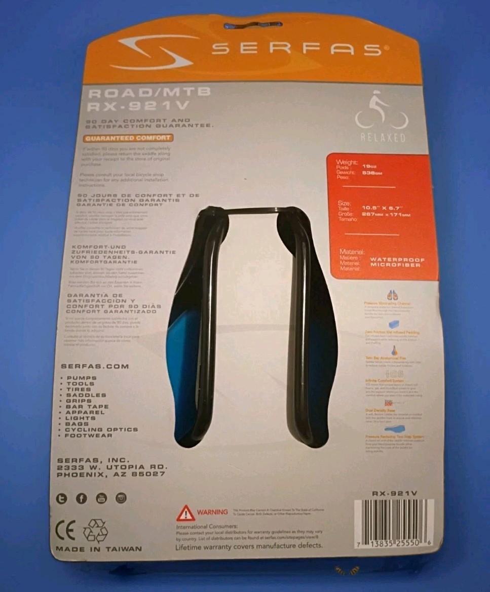 Serfas Performance RX Bike Saddle I.C.S. w/ Anti-Microbial Cover For Men
