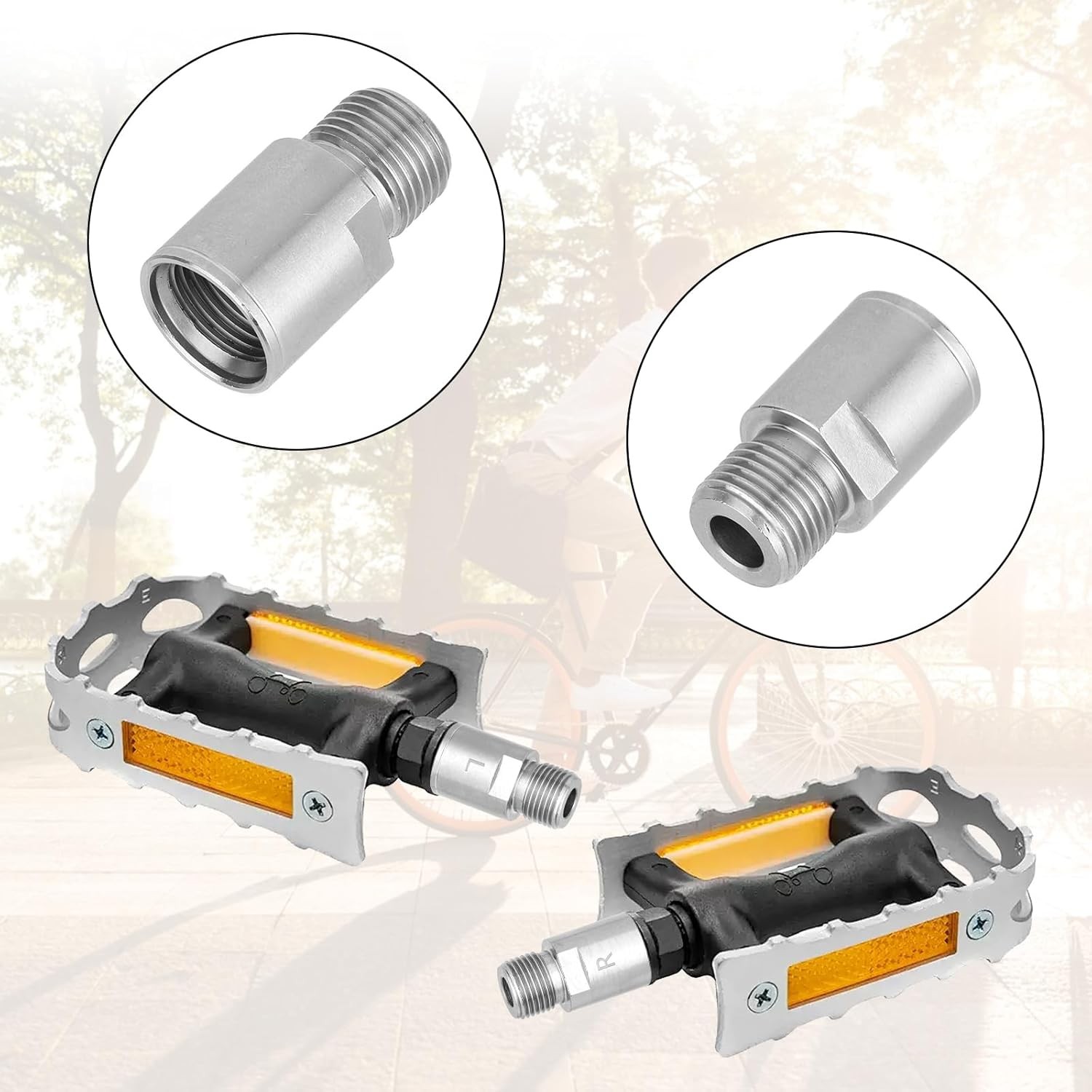 Bike Pedal Extenders 1 Pair Steel 9/16″ Spindle Adapter Extend 20mm 0.79in