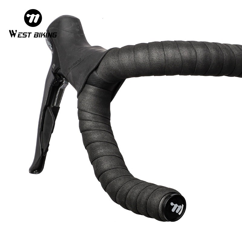West Biking Road Bike Bicycle Handlebar Tape PU EVA Handlebar Tape Black One Pair