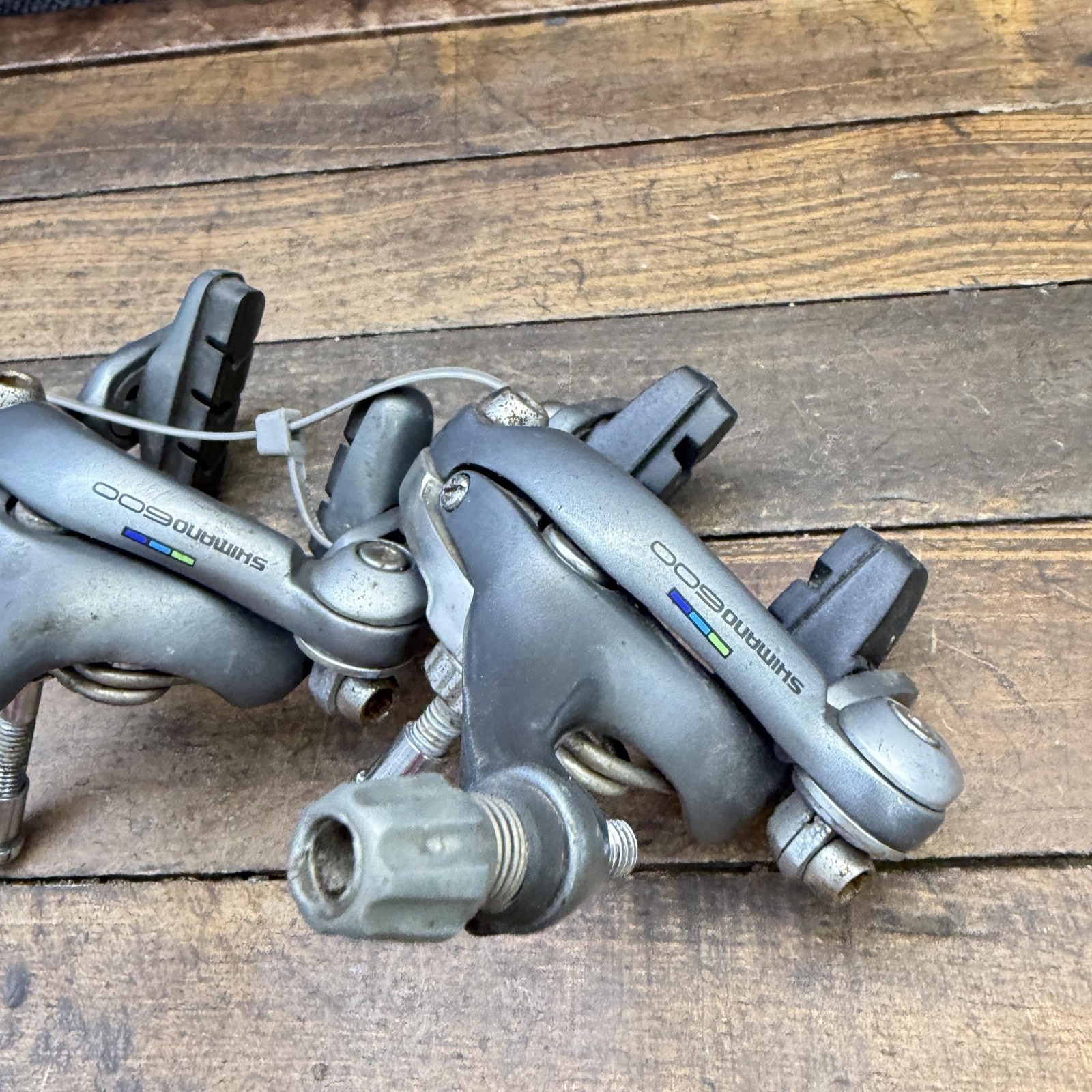 Vintage Shimano 600 BR-6403 Caliper Brakes Set Gray Tricolor Side Pull Japan