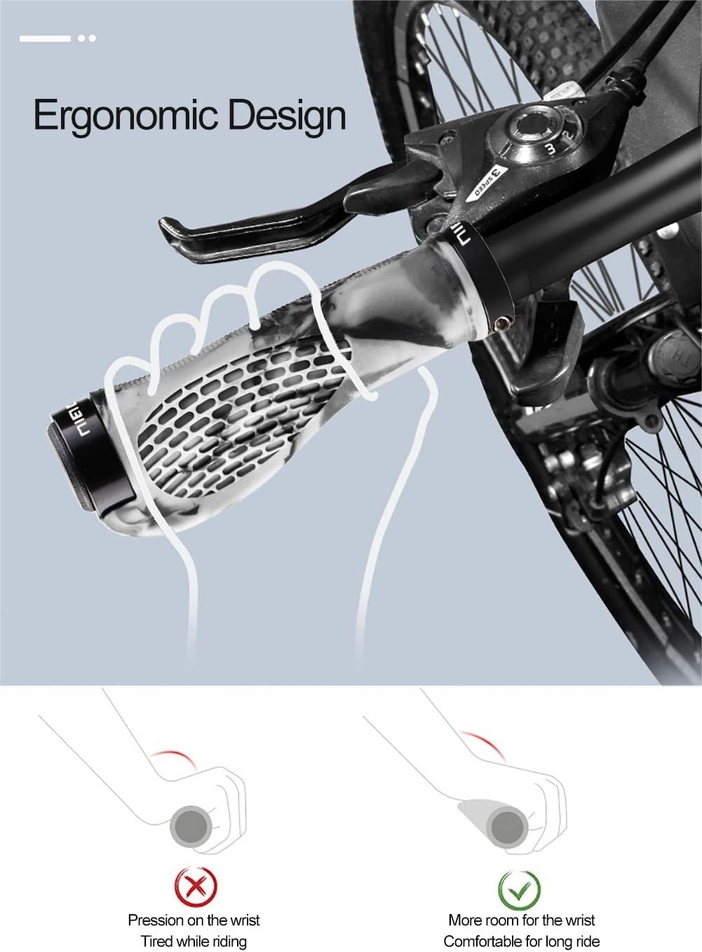 Lightweight Aluminum Lock Bike Grips – Ergonomic Blue Rubber for All Bicycles