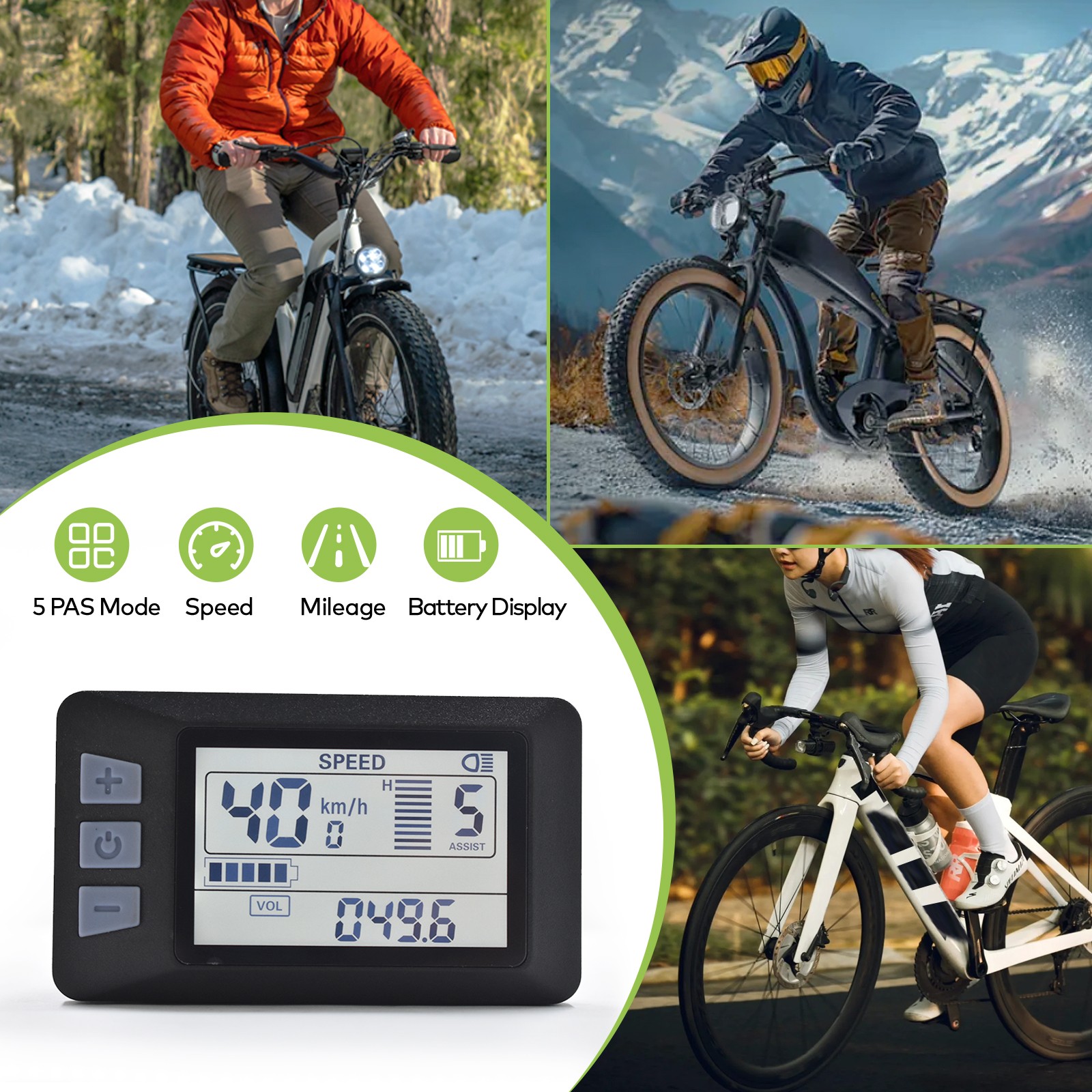 UART2 Wired Bike Computer with Waterproof P3H LCD Speedometer for Mountain Bikes