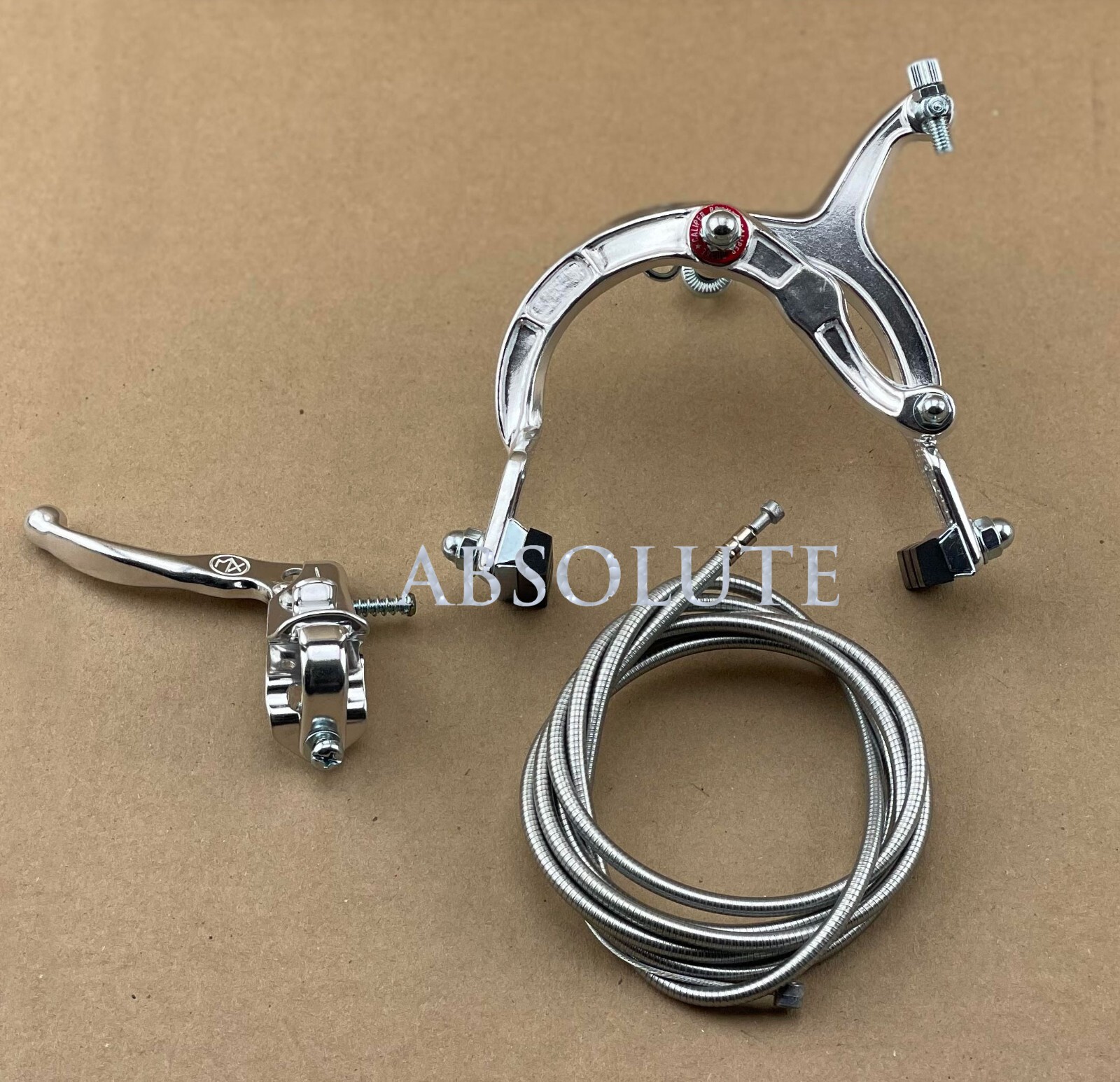 ALL SILVER OLD SCHOOL BMX BIKE MX BRAKE CALIPER,CABLE&LEVER VINTAGE CRUISER BIKE