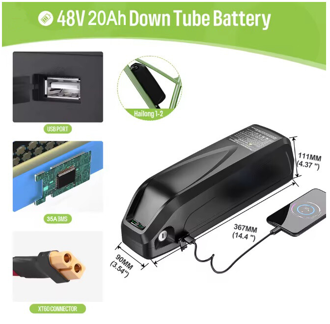 48V 52V 30AH Jumbo/New Hailong Battery for 0W-1500W Ebike Electric Bike 40A BMS
