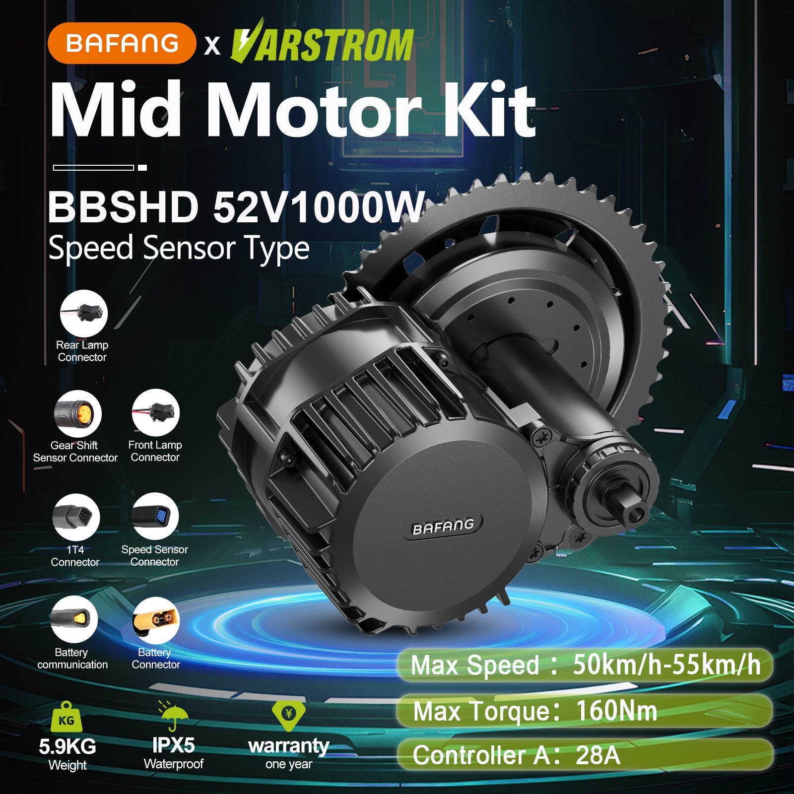 BAFANG Mid Drive Kit 1000W BBS-HD Electric Bike Conversion Kit 52V for 68-73M M