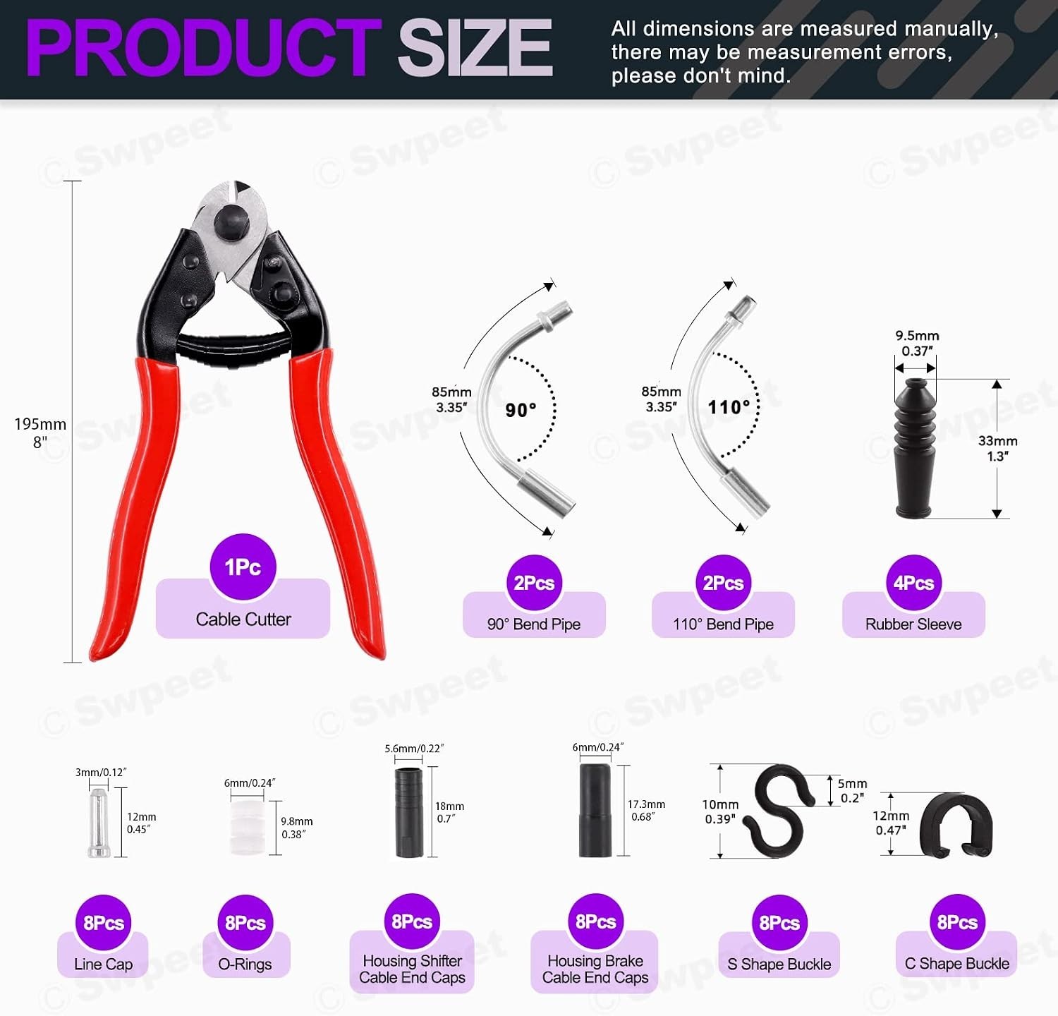 67Pcs Universal Bicycle Shifter Cable Housing with Bike Cable Cutter Kit, Bra…