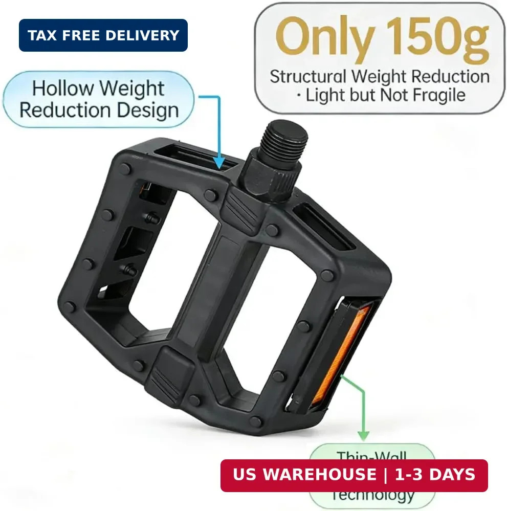 Universal Bike Pedals 9/16″ Nylon Lightweight Non-Slip Bicycle Platform Pedals,
