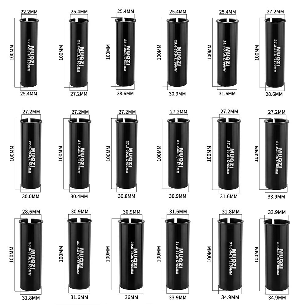 MUQZI Seatpost Shim 100mm Bike Adapter 22.2-36mm to Multiple Sizes