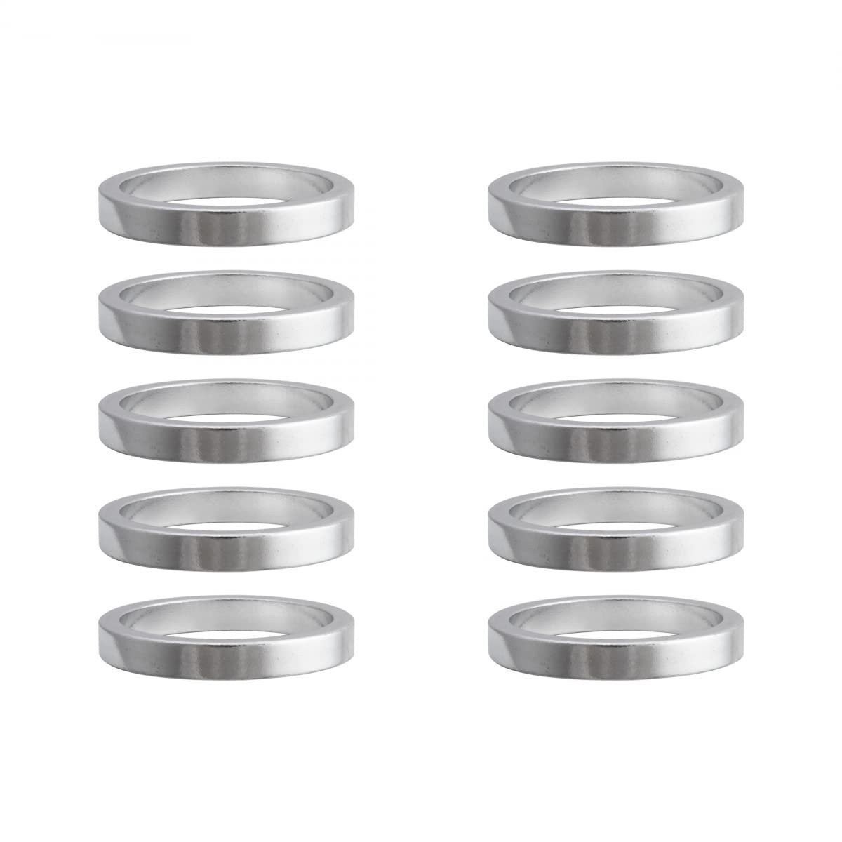 Origin8 Headset Spacers, 5mm x 1-1/8″, Silver