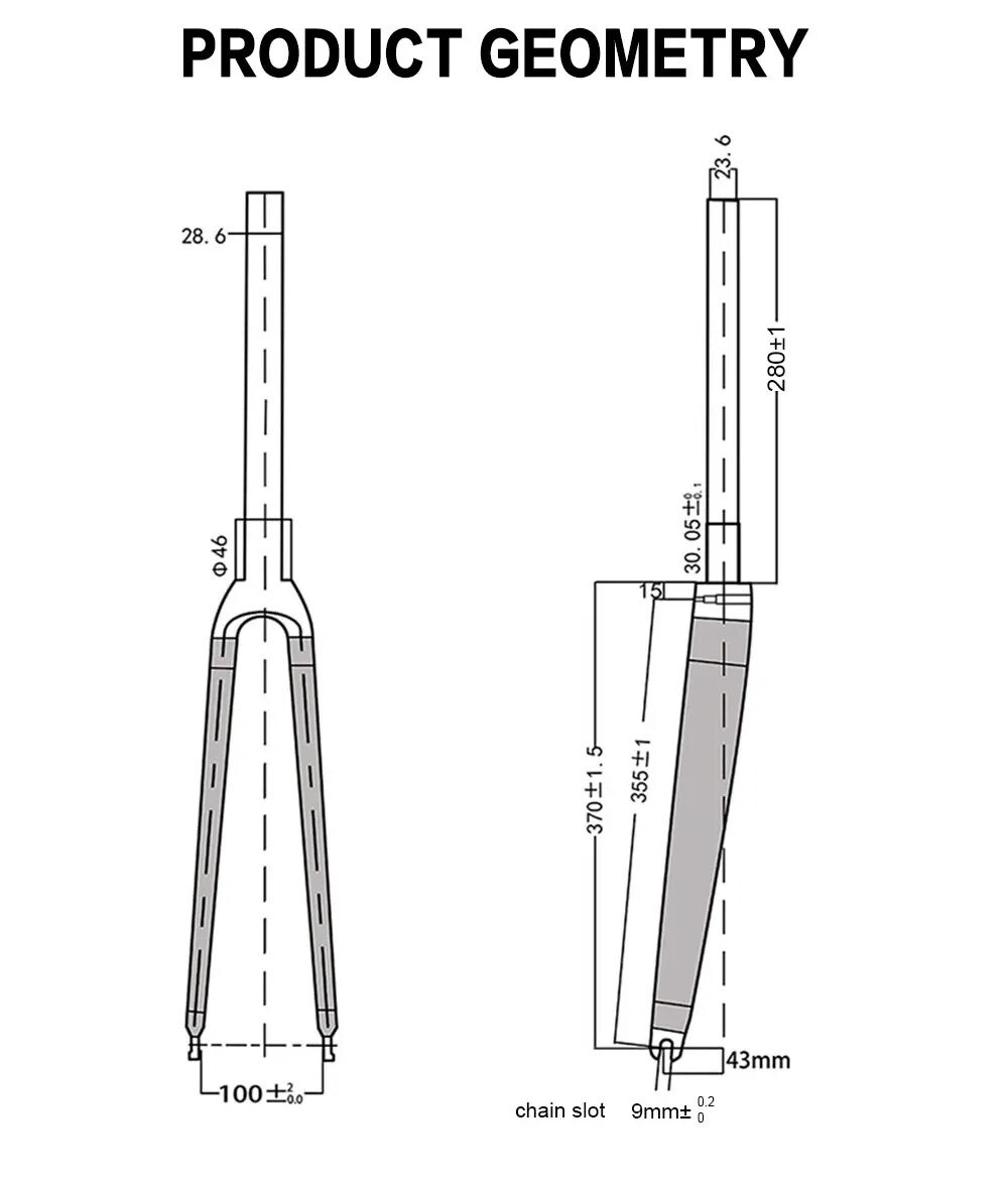 700C Carbon Road Bike Fork V Brake Quick Release 100*9mm Straight Rigid Frok