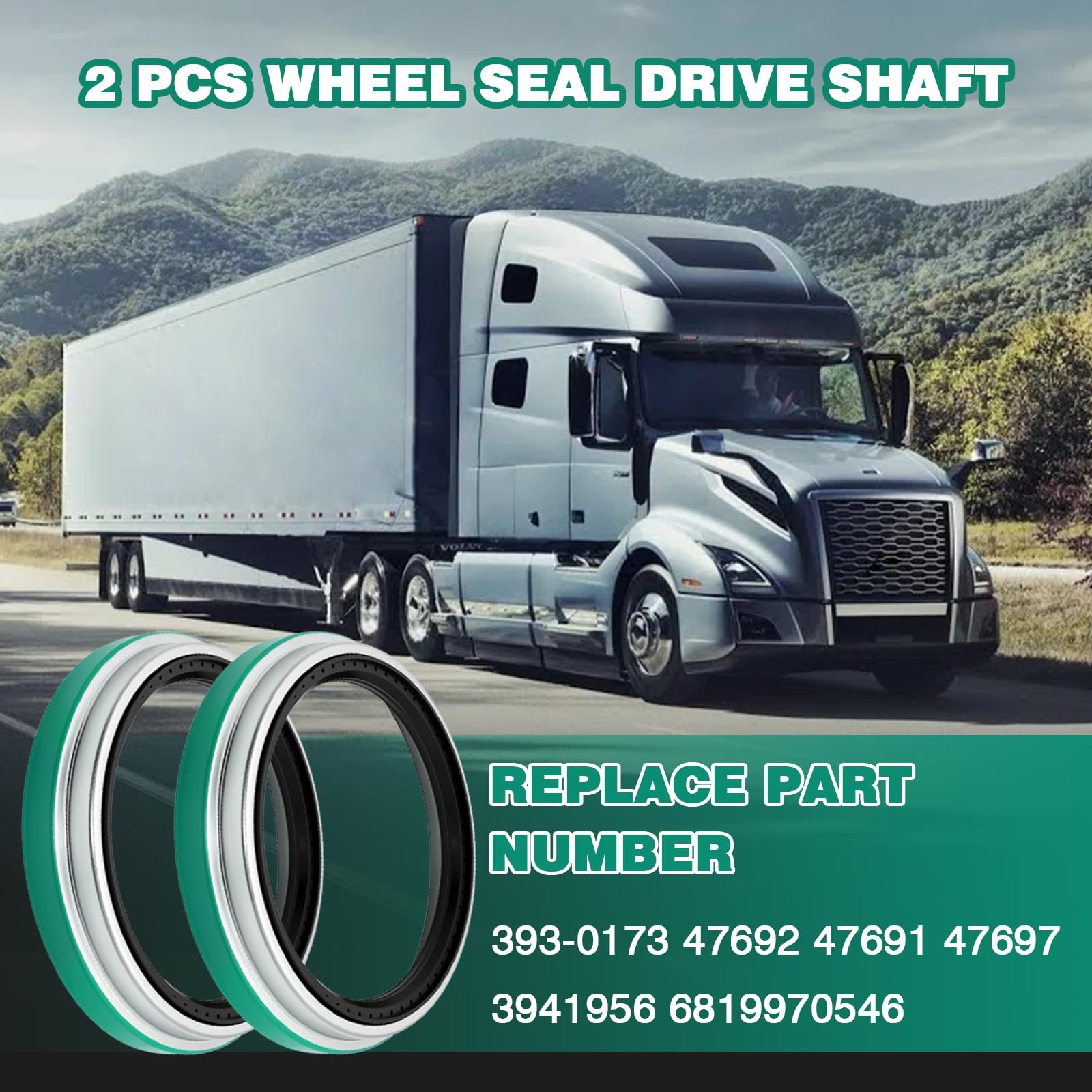 2 Pcs Wheel Seal Drive Shaft Compatible with Freightliner Kenworth Peterbilt
